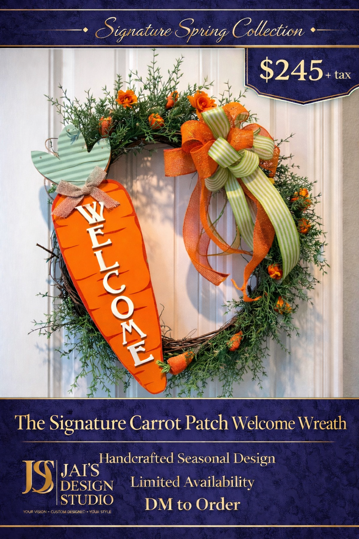 Signature Carrot Patch Welcome Wreath – Luxury Spring Front Door Decor