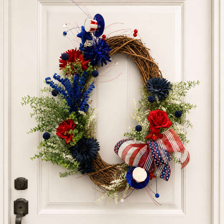 The Liberty Bleu Estate Wreath | Luxury Americana Entryway Collection