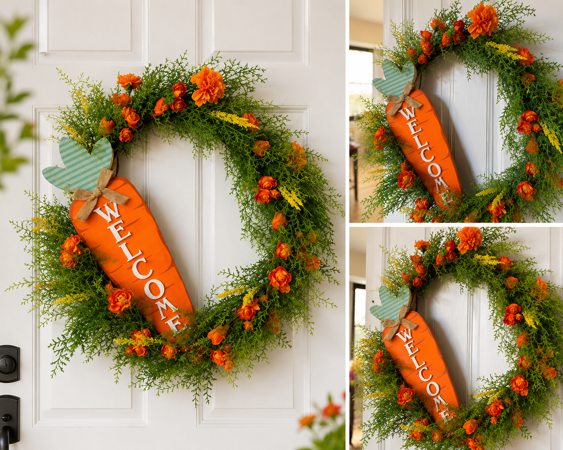 Signature Carrot Garden Estate Wreath | Luxury Spring Entryway Collection