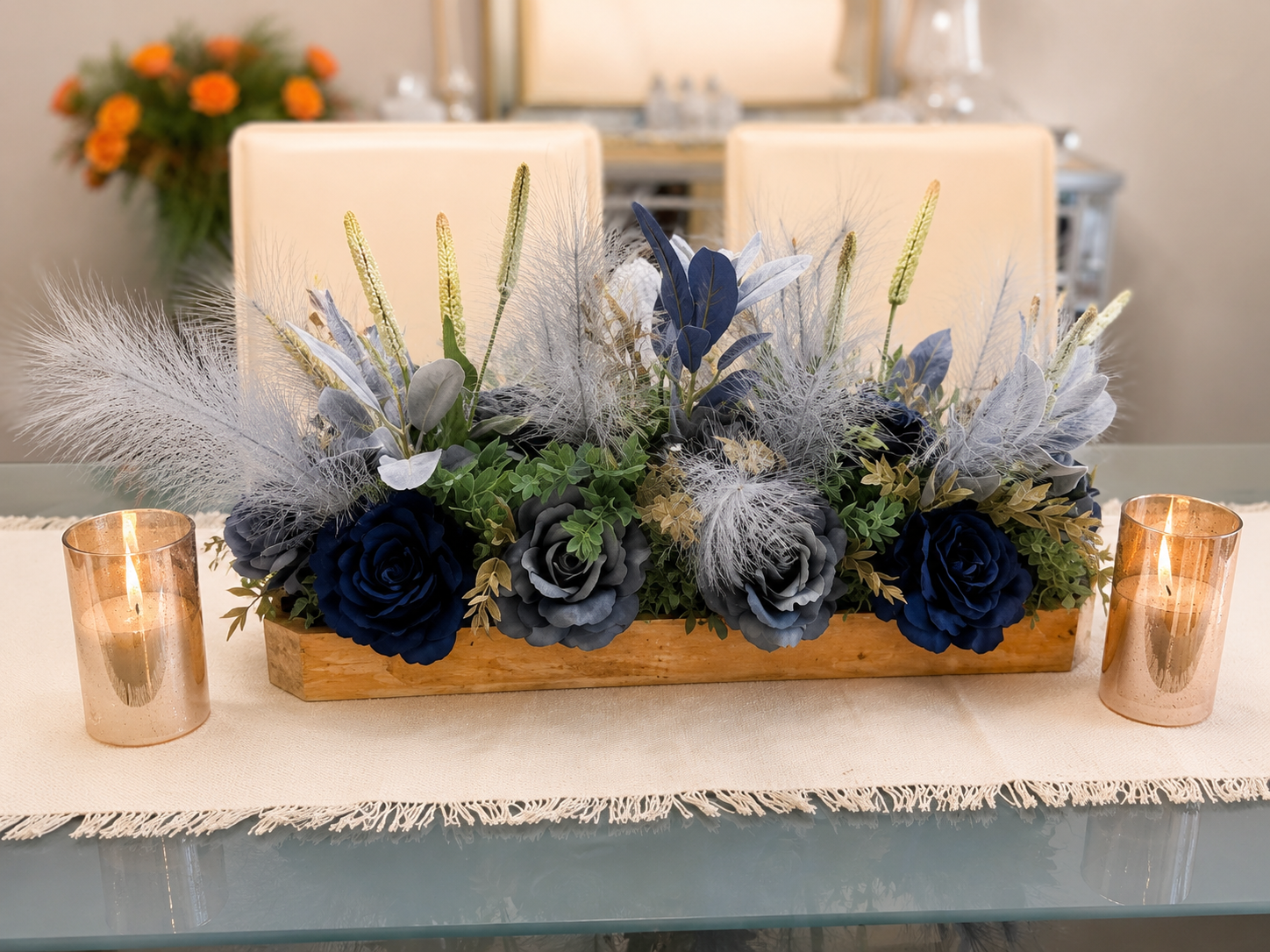 The Sterling Bleu Estate Centerpiece | Luxury Decorative Collection