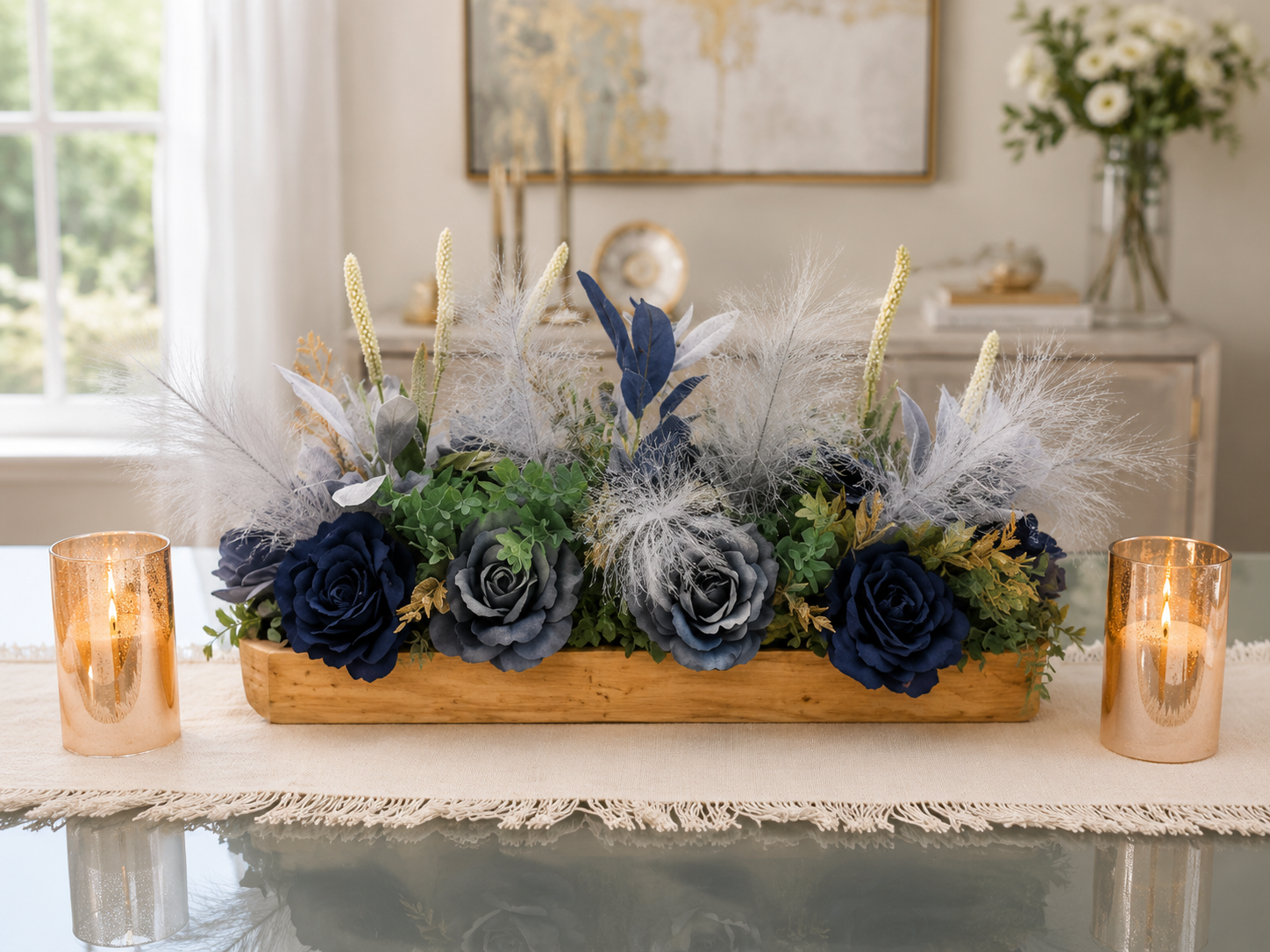 The Sterling Bleu Estate Centerpiece | Luxury Decorative Collection