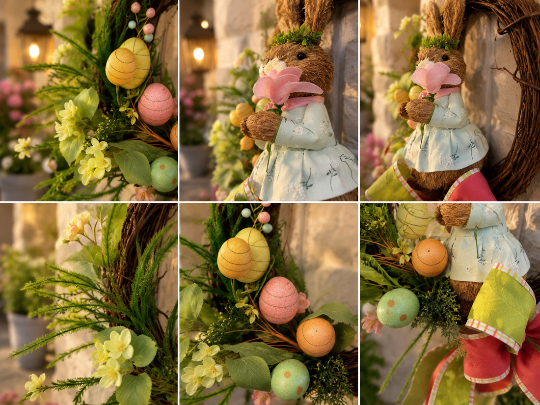 Signature Bunny Garden Wreath | Luxury Spring Entryway Collection
