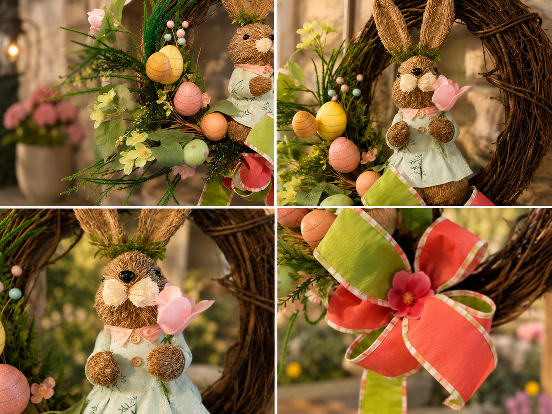 Signature Bunny Garden Wreath | Luxury Spring Entryway Collection