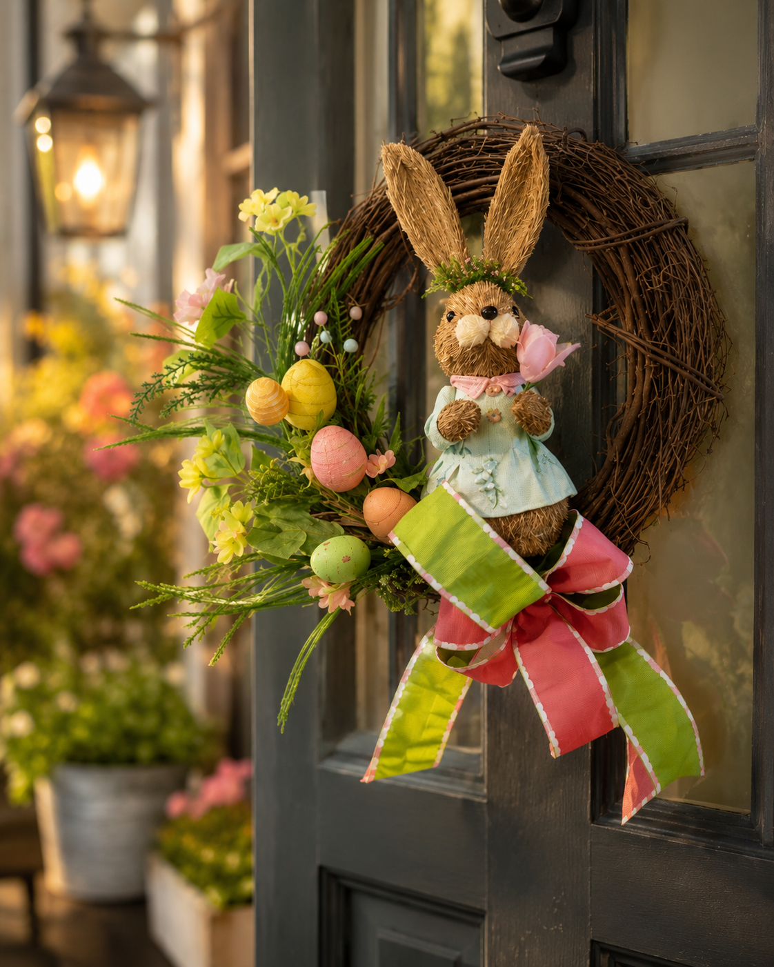 Signature Bunny Garden Wreath | Luxury Spring Entryway Collection