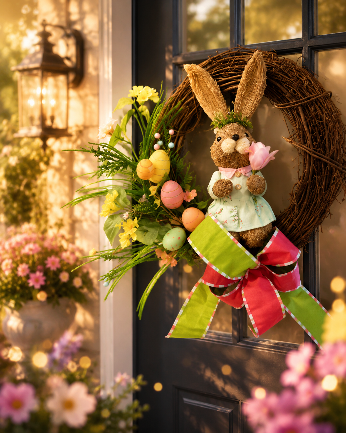 Signature Bunny Garden Wreath | Luxury Spring Entryway Collection
