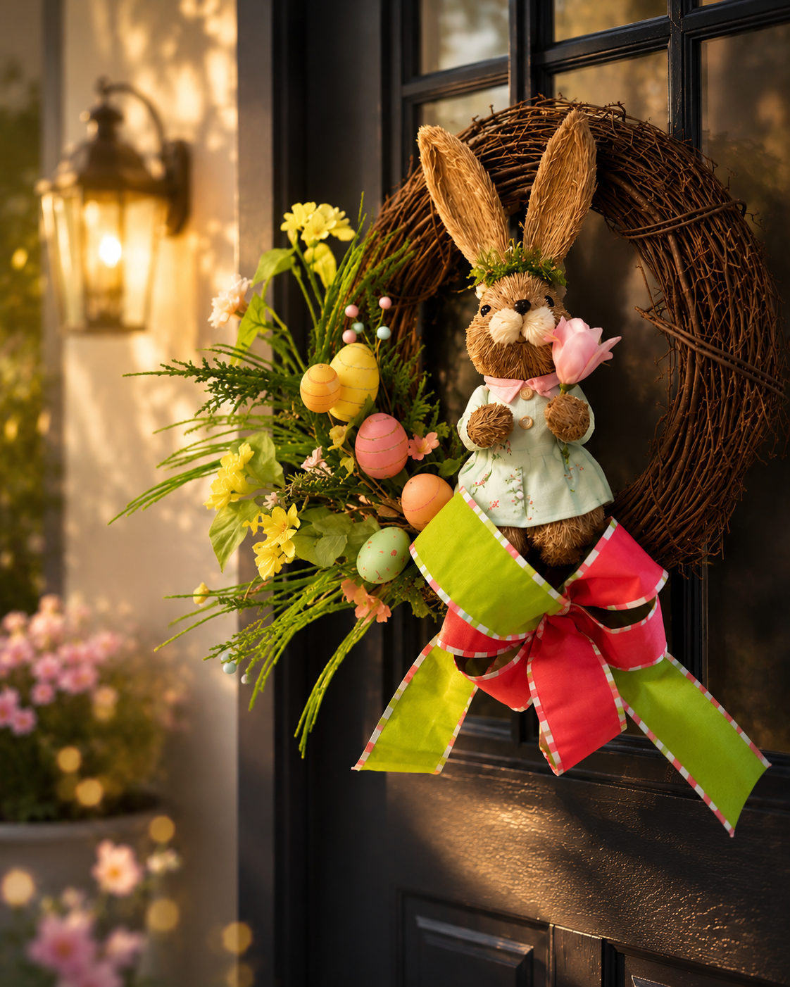 Signature Bunny Garden Wreath | Luxury Spring Entryway Collection