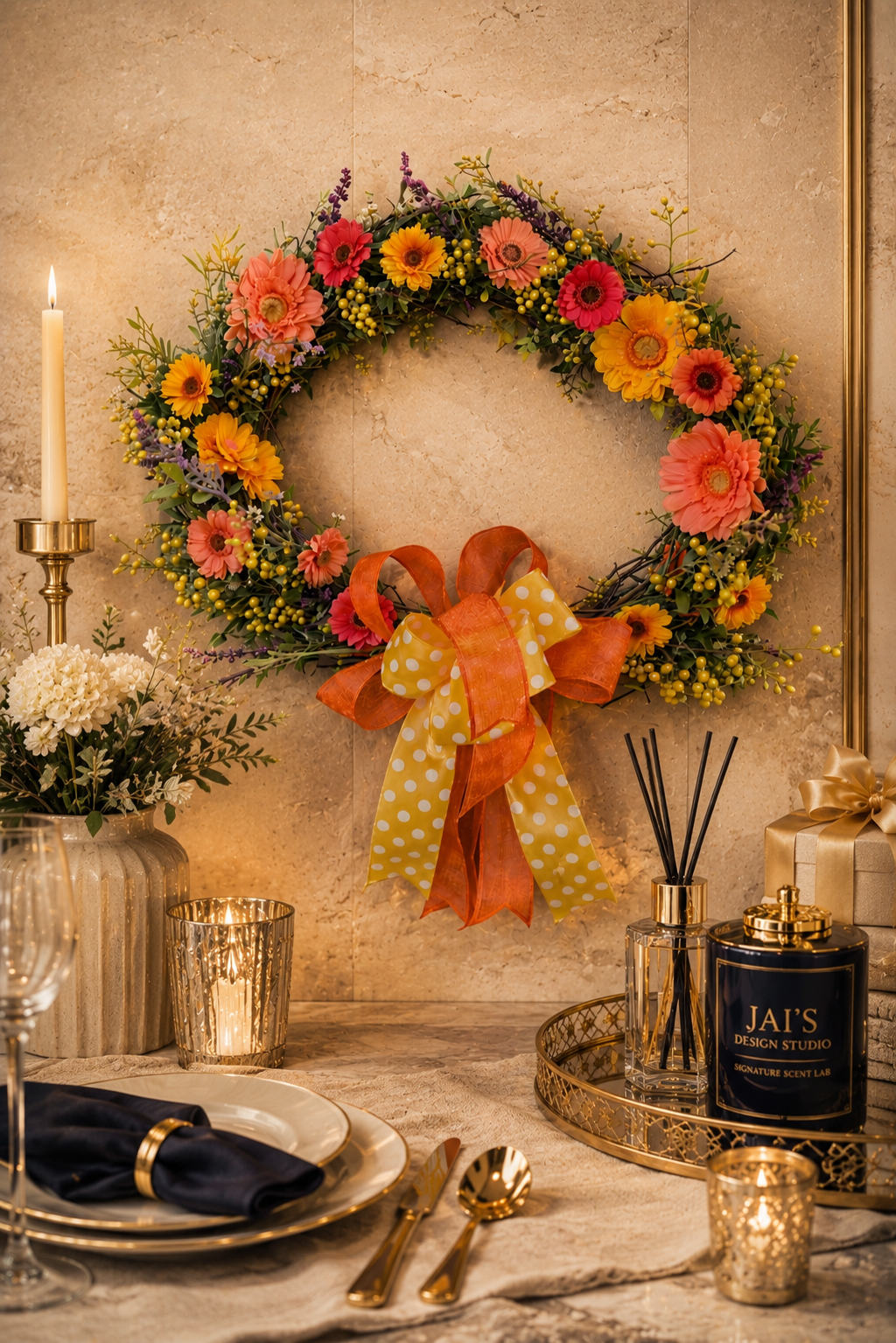 Bespoke Soleil Garden Wreath | Luxury Spring Entryway Collection